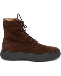 Tod's - Lace-Up Leather Ankle Boots - Lyst