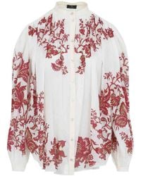 Etro - Pleates Band Collar Shirt - Lyst