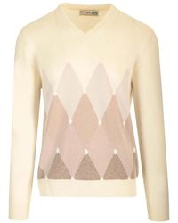 Ballantyne - Double Yarn Cashmere Diamond Sweater - Lyst
