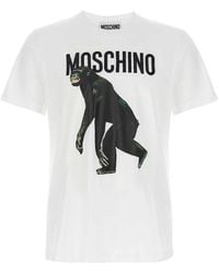 Moschino - Organic Cotton T-Shirt With Logo Embroidery - Lyst