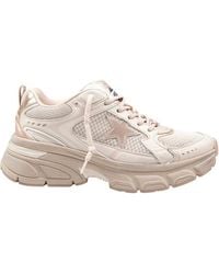 Golden Goose - Leather And Mesh Sneakers Tortora Color - Lyst