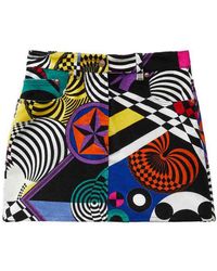 Versace - Teatro Velvet Mini Skirt With Medusa Buttons - Lyst