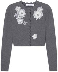 Self-Portrait - Cropped Wool-Blend Cardigan - Lyst