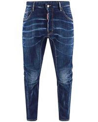 DSquared² - Stretch Cotton Jeans With Logo Patch - Lyst