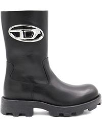 DIESEL - Leather Biker Boots - Lyst