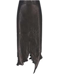 DIESEL - Leather Midi Skirt - Lyst