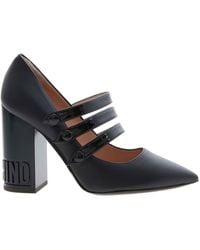 Moschino - Branded Heel Pointed Toe Pumps - Lyst