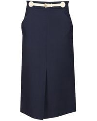Valentino Garavani - Wool And Silk Midi Skirt - Lyst