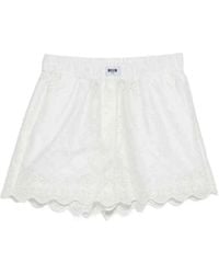MSGM - Shorts With Sangallo Embroidery - Lyst