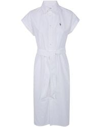 Polo Ralph Lauren - Woven Short Sleeves Mini Shirt Dress - Lyst