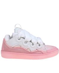 Lanvin - Curb Chunky-sole Leather Mesh Low-top Trainers - Lyst