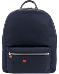 Kiton - Nylon And Leather Backpack With Logo Print - Lyst