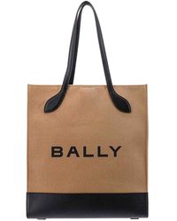 Bally - Canvas Shoulder Bag With Logo Print - Lyst