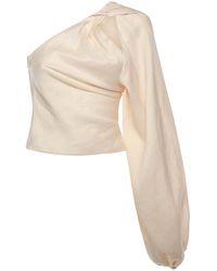 Self-Portrait - Draped Sleeve Top - Lyst