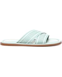 Ferragamo - Round Toe Slide Sandals With Logo - Lyst