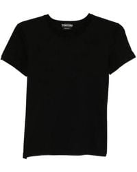 Tom Ford - Cotton T-Shirt With Tf Logo Embroidery - Lyst