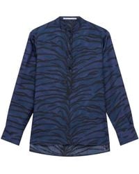 Stella McCartney - Shirt With Mandarin Collar And Tiger Print - Lyst