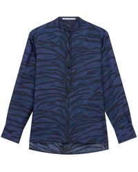 Stella McCartney - Shirt With Mandarin Collar And Tiger Print - Lyst