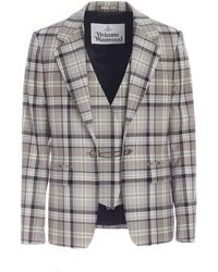 Vivienne Westwood - Checked Jacket With Inner Vest In - Lyst