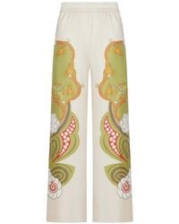 La DoubleJ - Silk Palazzo Trousers With Placed Print - Lyst
