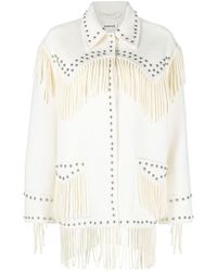 P.A.R.O.S.H. - Shirt-jacket With Embroidery Studs And Fringe - Lyst