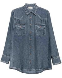 Pierre Louis Mascia - Denim Print Silk Shirt - Lyst
