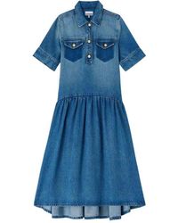 Ganni - Denim Midi Dress - Lyst