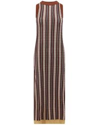 Erika Cavallini Semi Couture - Sleeveless Striped Viscose Dress - Lyst