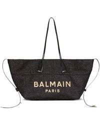 Balmain - Track Raffia Tote - Lyst