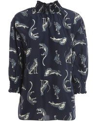 KARL LAGERFELD - Cheetah Print Silk Blouse - Lyst