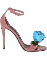Dolce & Gabbana - Kiera Sandal In Patent Leather With Flower - Lyst