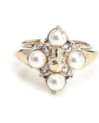 McQueen - Skull Ring With Pearls - Lyst