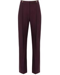 Elisabetta Franchi - Crepe Trousers With Logo Details - Lyst