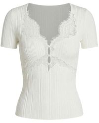Self-Portrait - Lace Trim Knit Top - Lyst