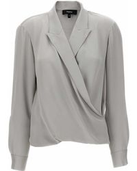 Theory - Pk Label Wrap Blouse - Lyst
