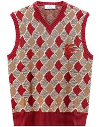 Etro - Wool Vest With Embroidered Pegaso Logo - Lyst