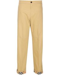 Burberry - Check Turn Up Pants - Lyst