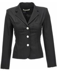 Alessandra Rich - Single Breast Lace-Up Blazer Jacket - Lyst
