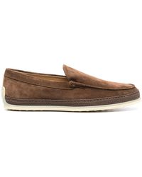 Tod's - Leather Espadrilles With Embroidered Logo - Lyst