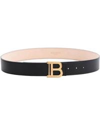 Balmain - Leather Belt With Logo Buckle - Lyst