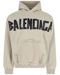 Balenciaga - Hoodie With Fixed Hood And Logo Lettering On Front And Rear - Lyst