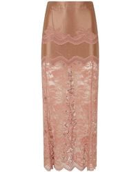 Rabanne - Lace And Jersey Midi Skirt - Lyst