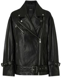 Pinko - Leather Biker Jacket - Lyst
