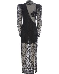 ROTATE BIRGER CHRISTENSEN - Semi Sheer Laced Dress With Crystals - Lyst