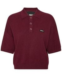 ROTATE BIRGER CHRISTENSEN - Burgundy Polo Shirt With Logo Patch - Lyst