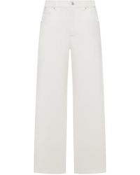 Brunello Cucinelli - Wide Leg Cotton Trousers - Lyst