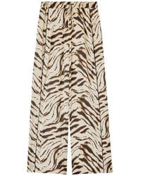 Ganni - Printed Stretch Satin Elasticated Pants - Lyst