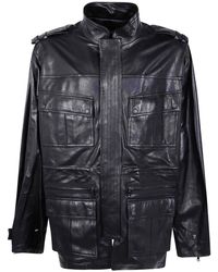 Balmain - Lambskin Leather Mid Length Parka - Lyst