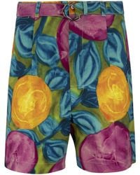 Marni - Floral-Print Bermuda With Belt - Lyst