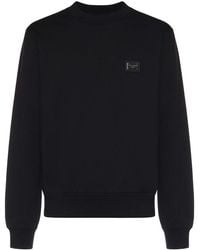 Dolce & Gabbana - Cotton Sweatshirt With Logo Plaque - Lyst